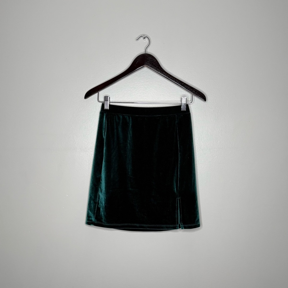Rachel Mini Skirt in Rich Green Velvet